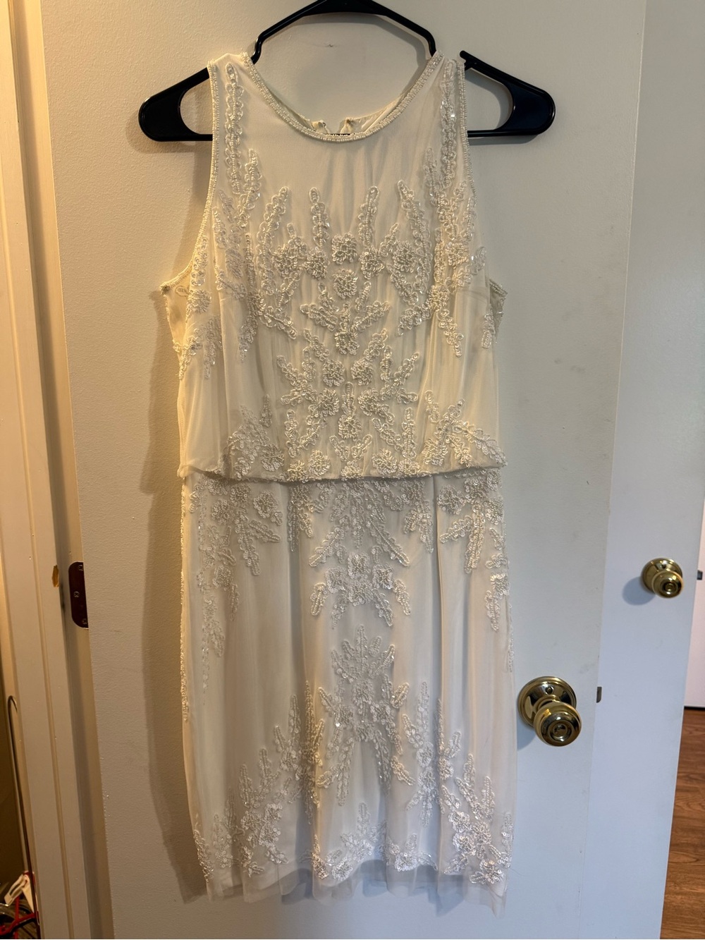 Adrianna Papell Ivory Beaded Sleeveless Cocktail Dress